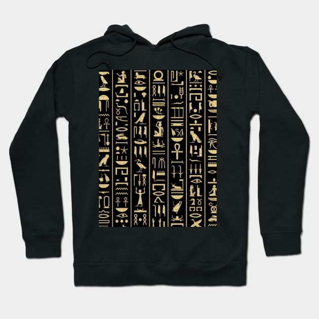 Black & Gold Hieroglyphics Hoodie by CRWPROD